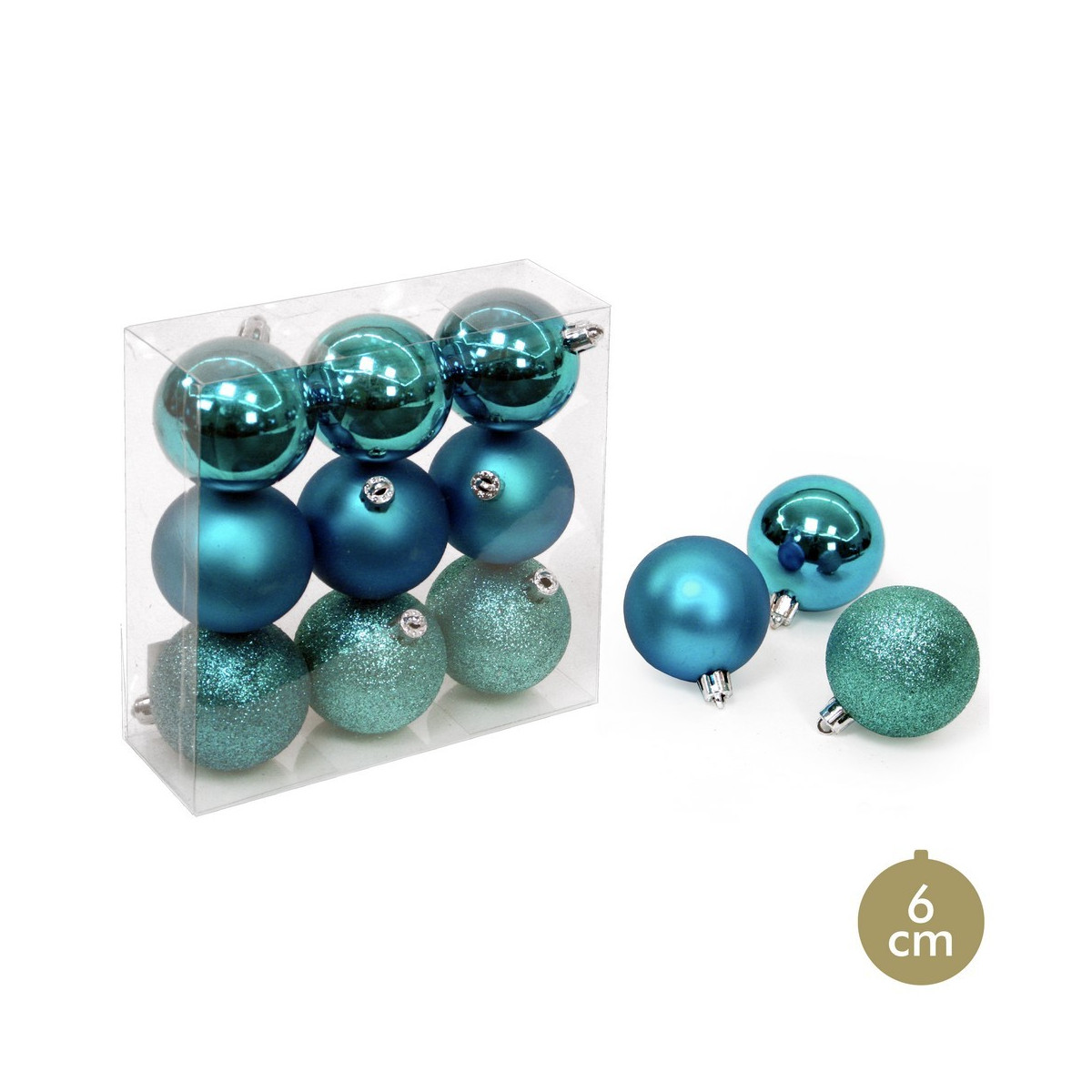 S 9 bola azul decoração natal 6 x 6 x 6 cm