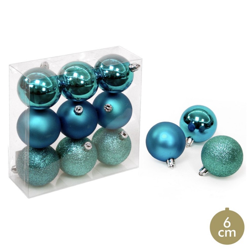 S 9 bola azul decoração natal 6 x 6 x 6 cm