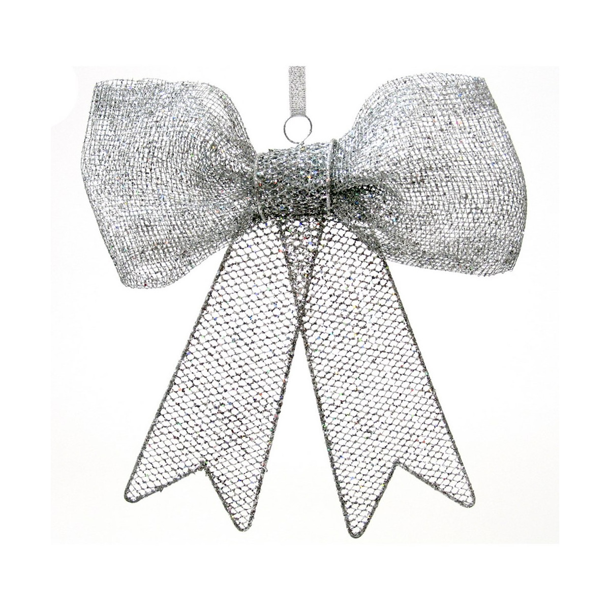 Laço metal prata decoração natal 20 x 4 x 22,50 cm