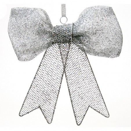 Laço metal prata decoração natal 20 x 4 x 22,50 cm