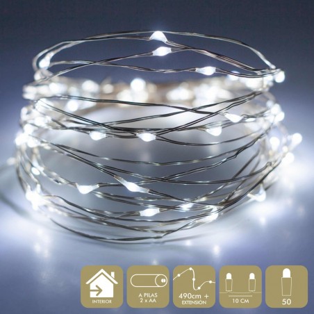Micro Led 50 Luzes De Metal Branco