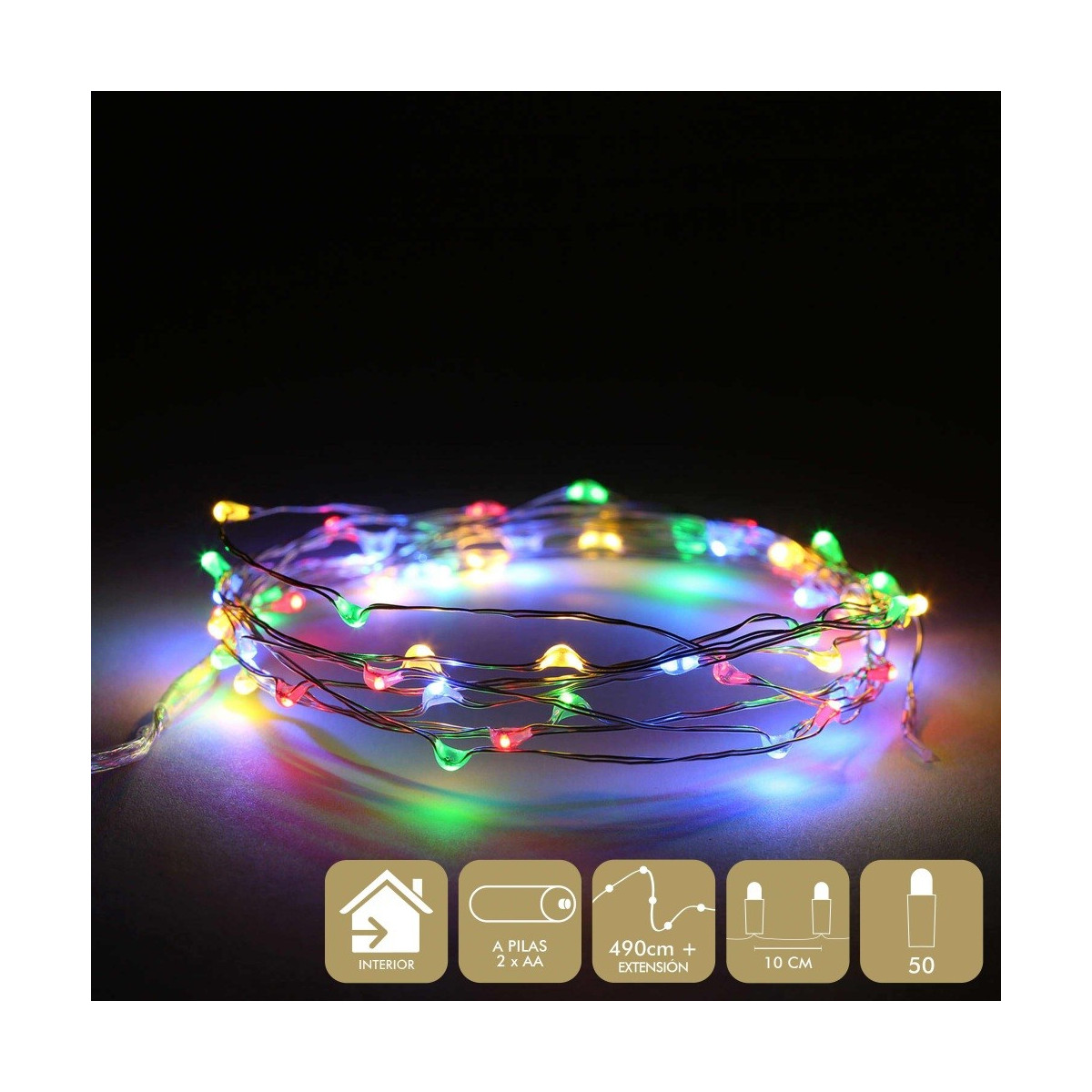 Micro led 50 lâmpadas de metal multicoloridas