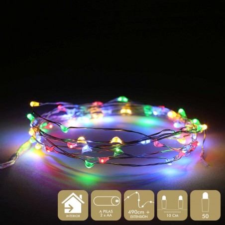 Micro led 50 luzes metal multicolor
