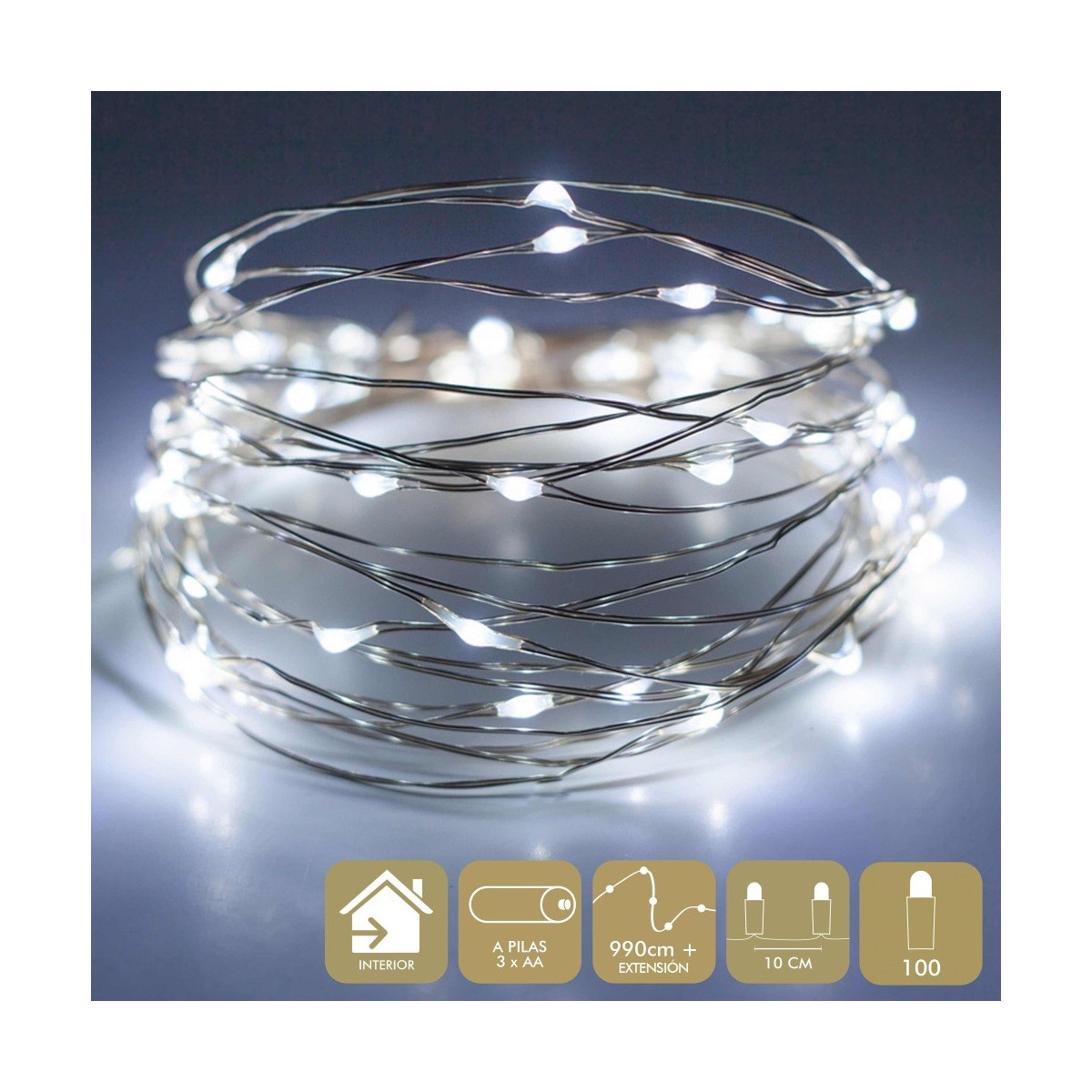 Micro led 100 luzes metal branco