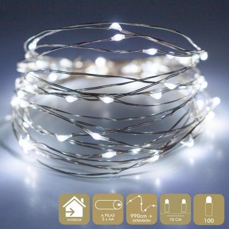 Micro led 100 luzes metal branco