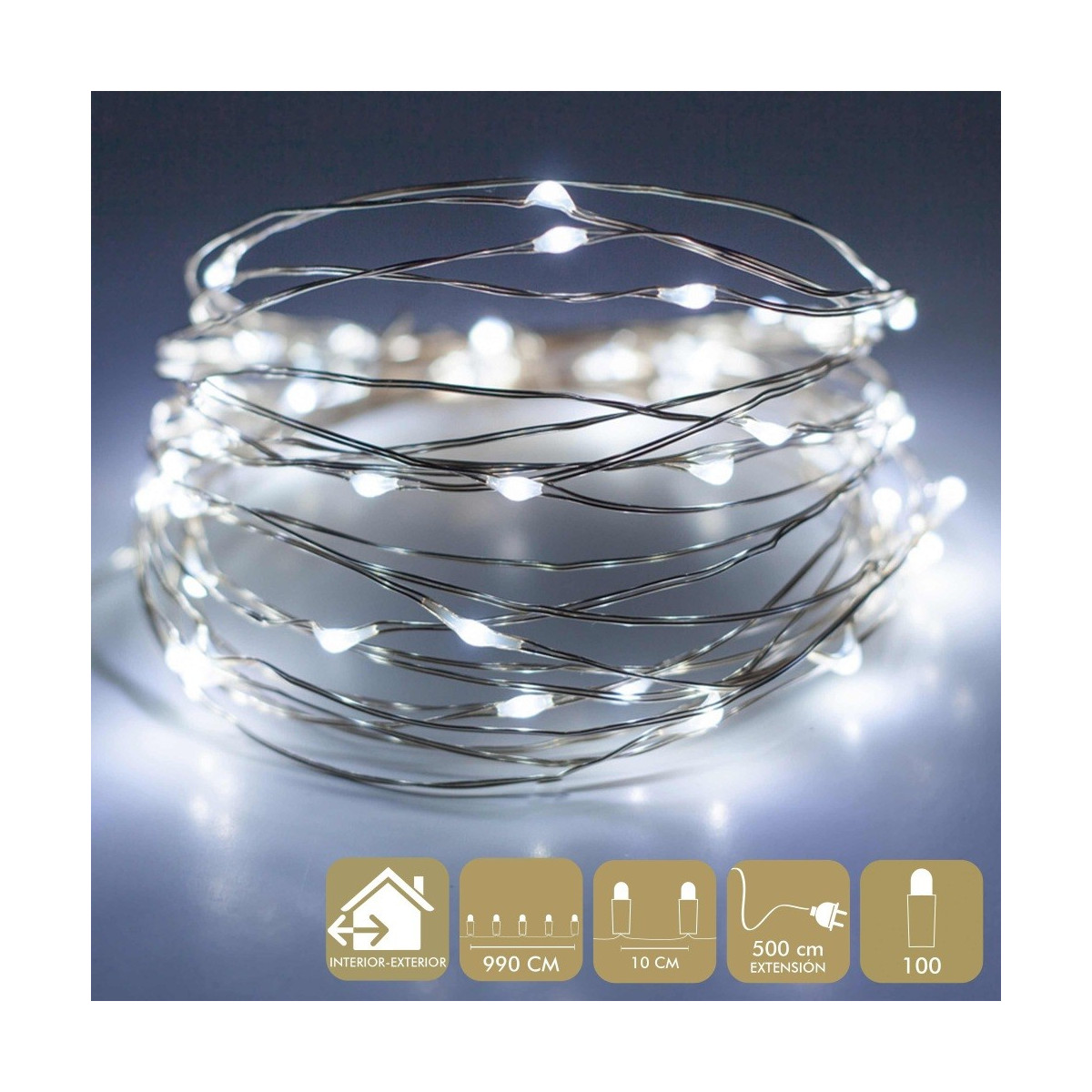 Micro led 100 luzes metal branco