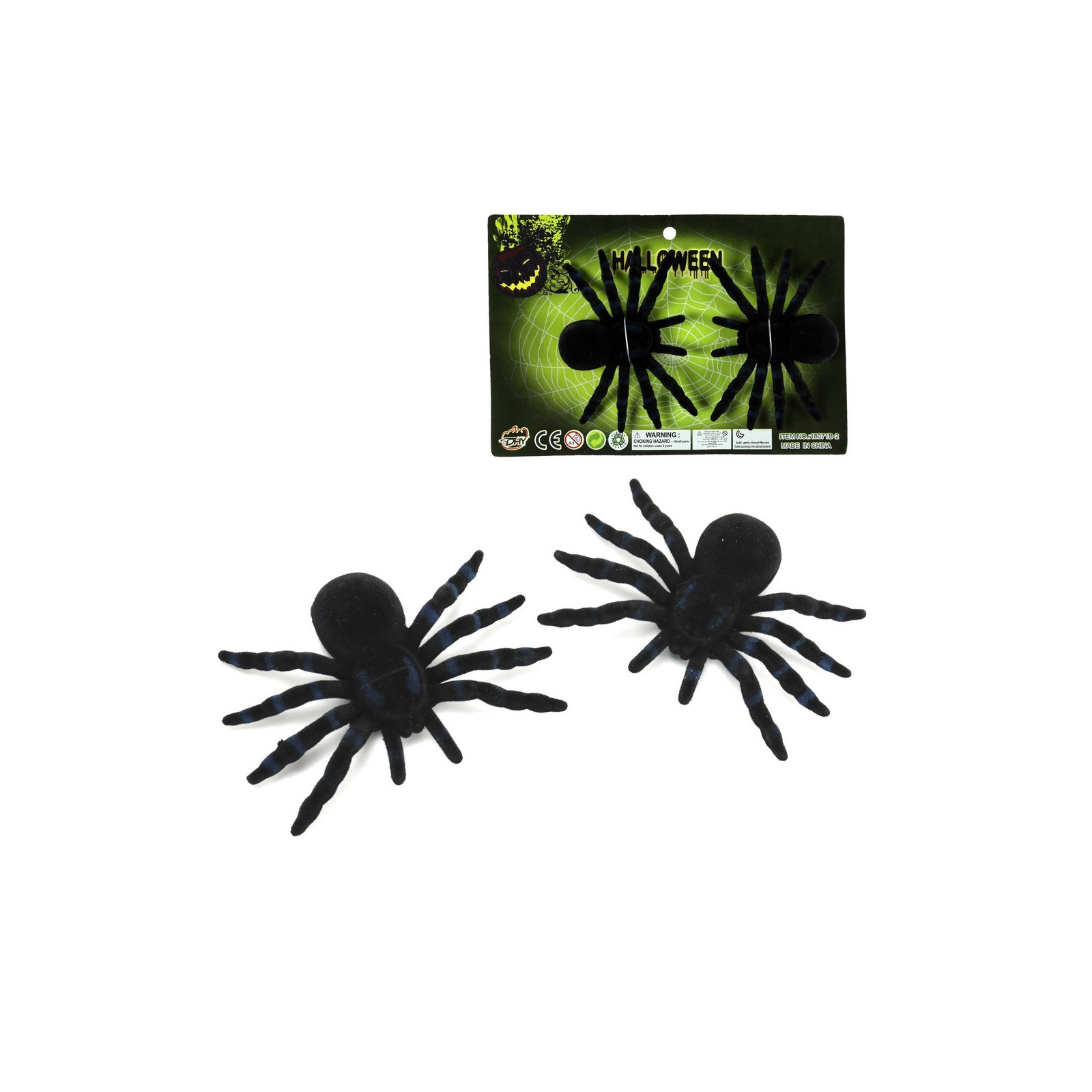 S 2 aranha plástica flocada preta 10 x 7 cm