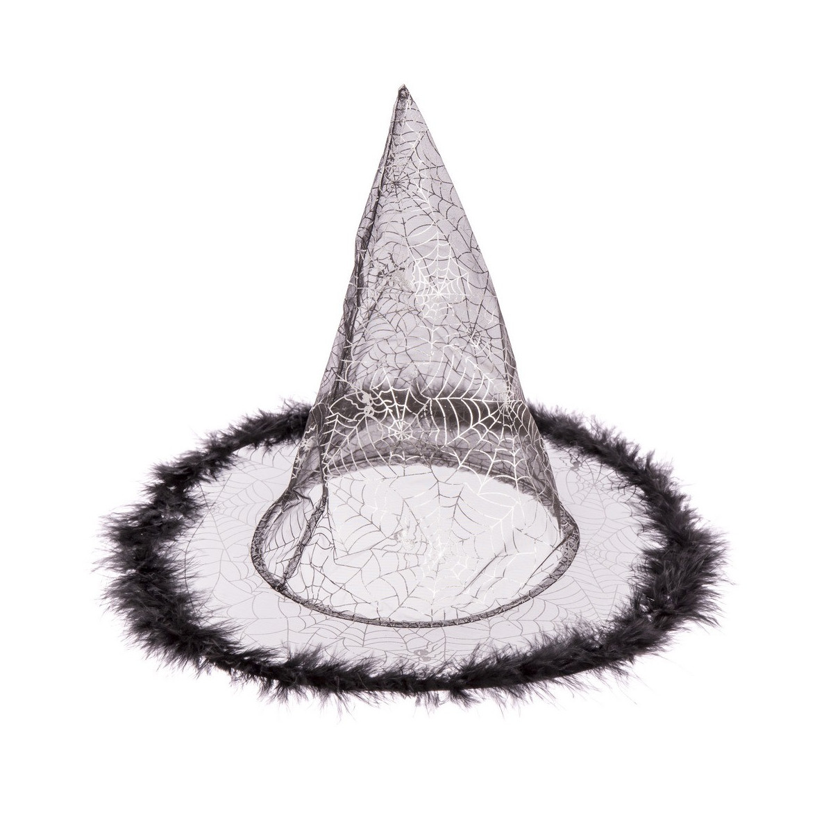 Chapéu de bruxa penas pretas 32 x 32 x 32 50 cm