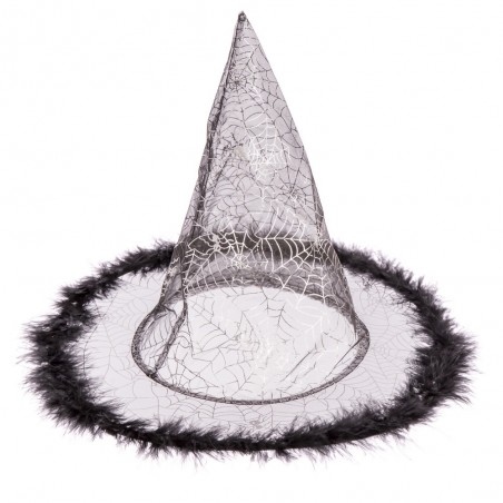 Chapéu De Bruxa Penas Pretas 32 X 32 X 32,50 Cm