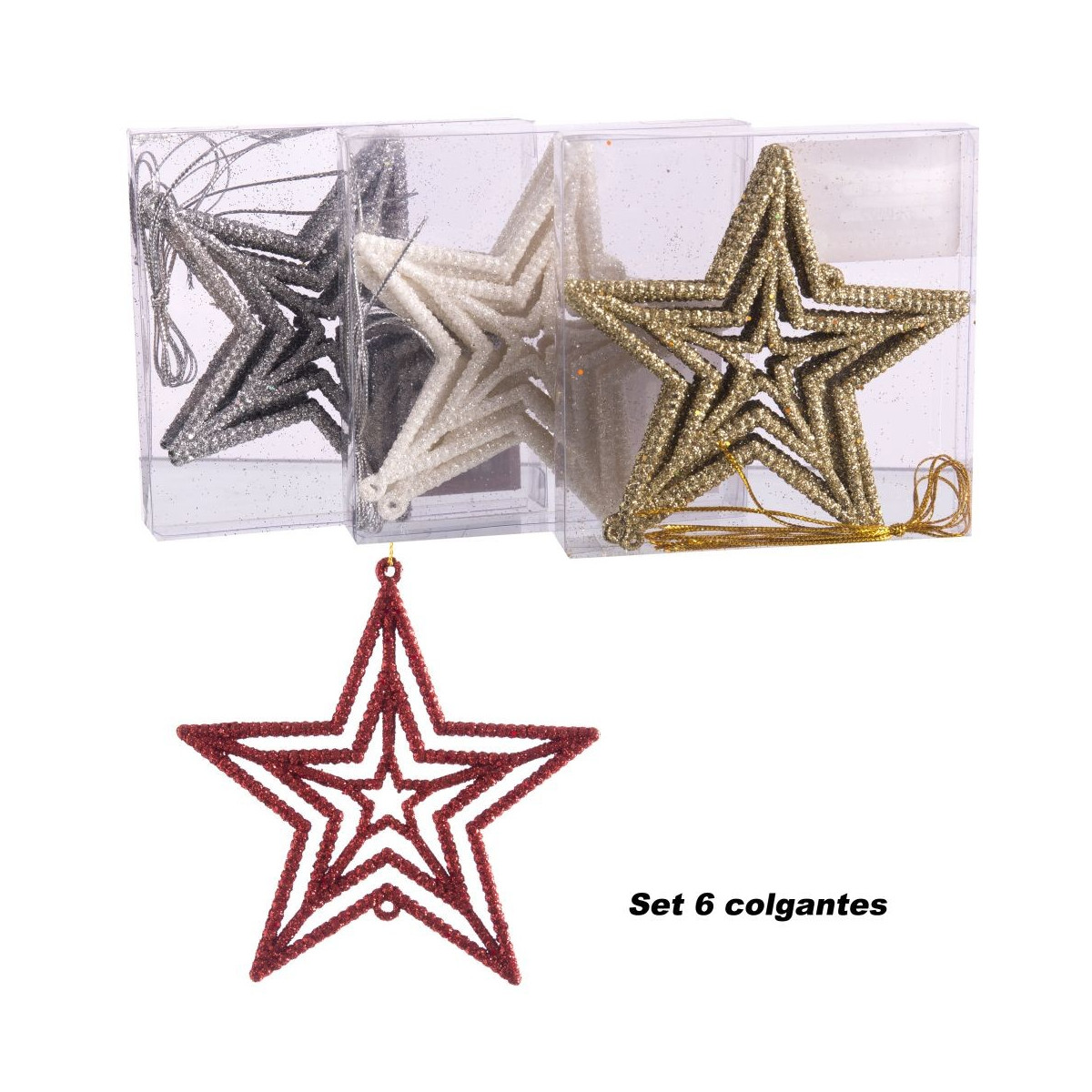 S 6 pendente estrela plástico 4 c 11 x 11 cm