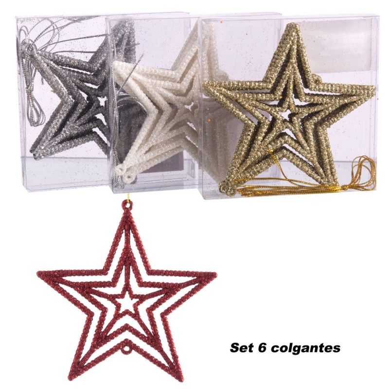 S 6 pendente estrela plástico 4 c 11 x 11 cm
