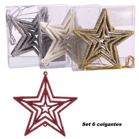 S 6 pendente estrela plástico 4 c 11 x 11 cm