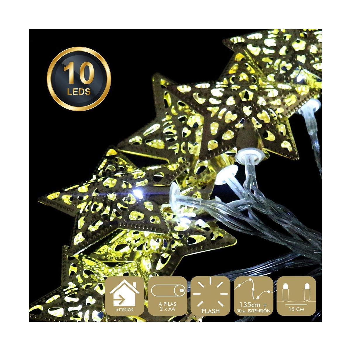 10 luzes led de flash branco