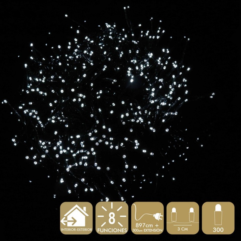 300 luzes led 8 funções brancas