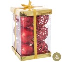 S 12 bolas decoradas em plástico vermelho 6 x 6 x 6 cm