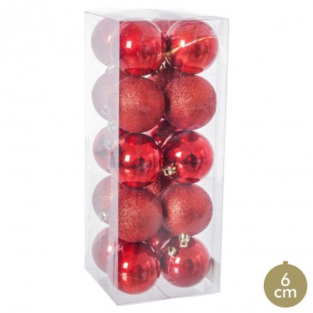 S 20 bolas de pérolas de plástico vermelho 6 x 6 x 6 cm