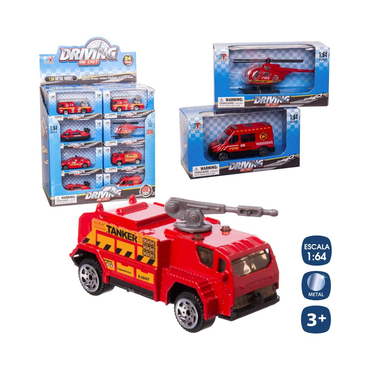 Caminhão de bombeiros metálico 6 m 8 cm