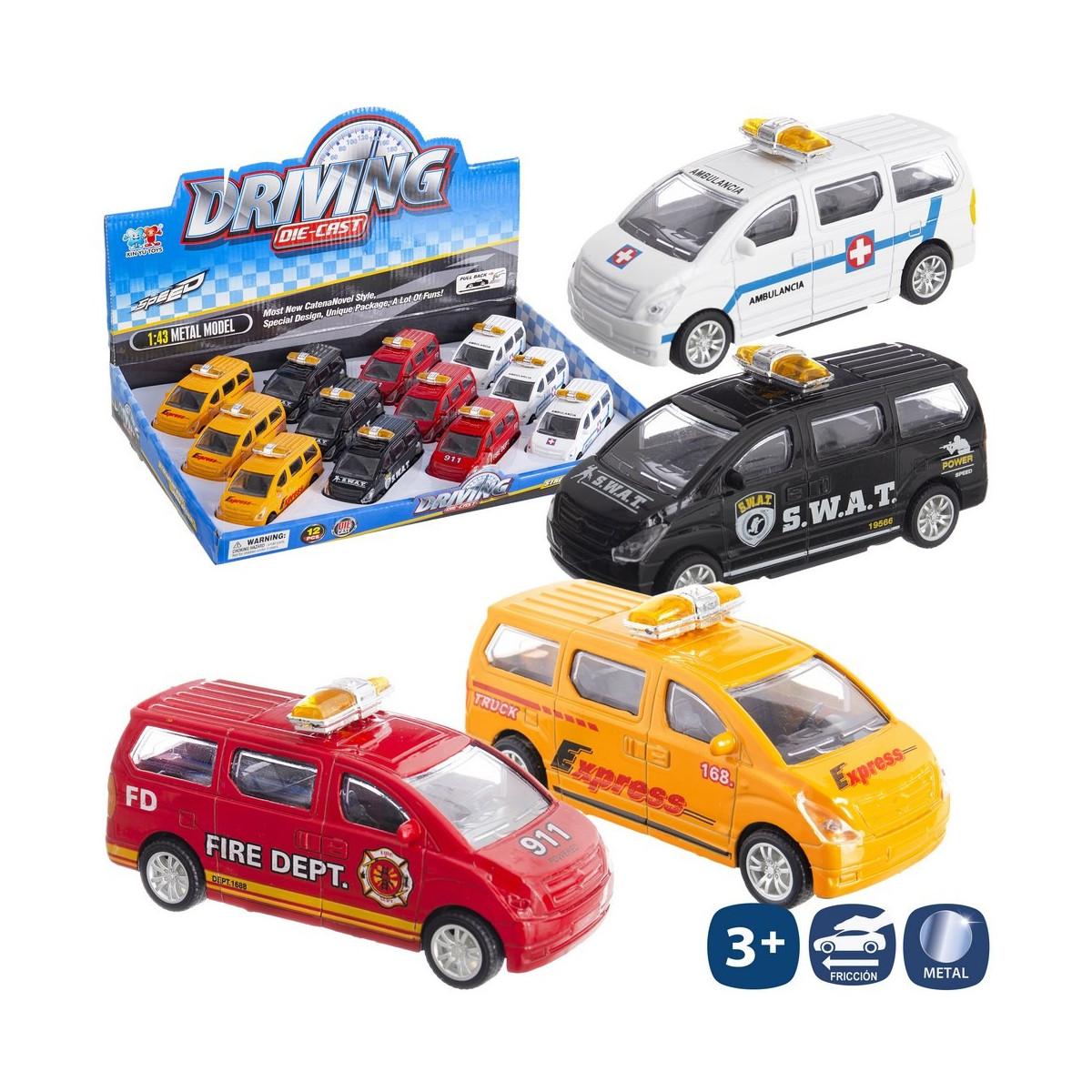 Carrinha de fricção metálica 4 m 10 cm