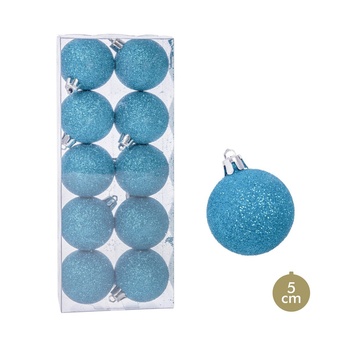S 10 bolas de purpurina plástico azul 5 x 5 x 5 cm