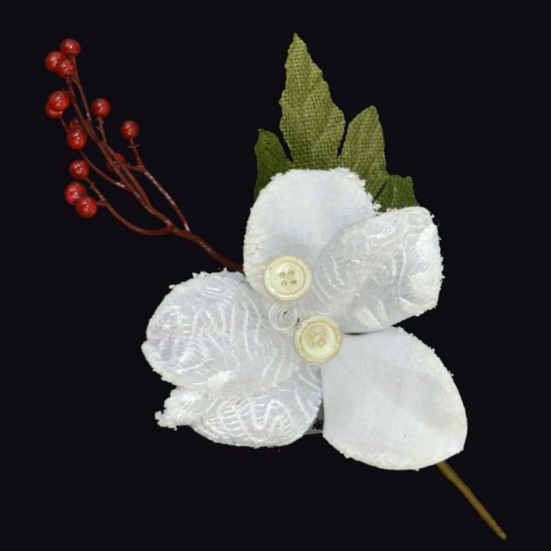 Varinha tecido branco decoração natal 12 x 22 cm