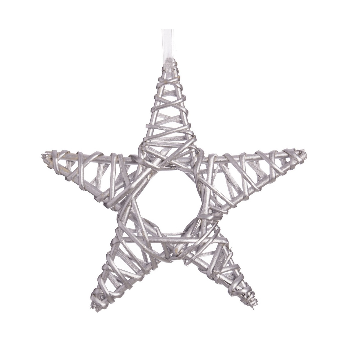 Estrela vime prata 25 x 25 cm