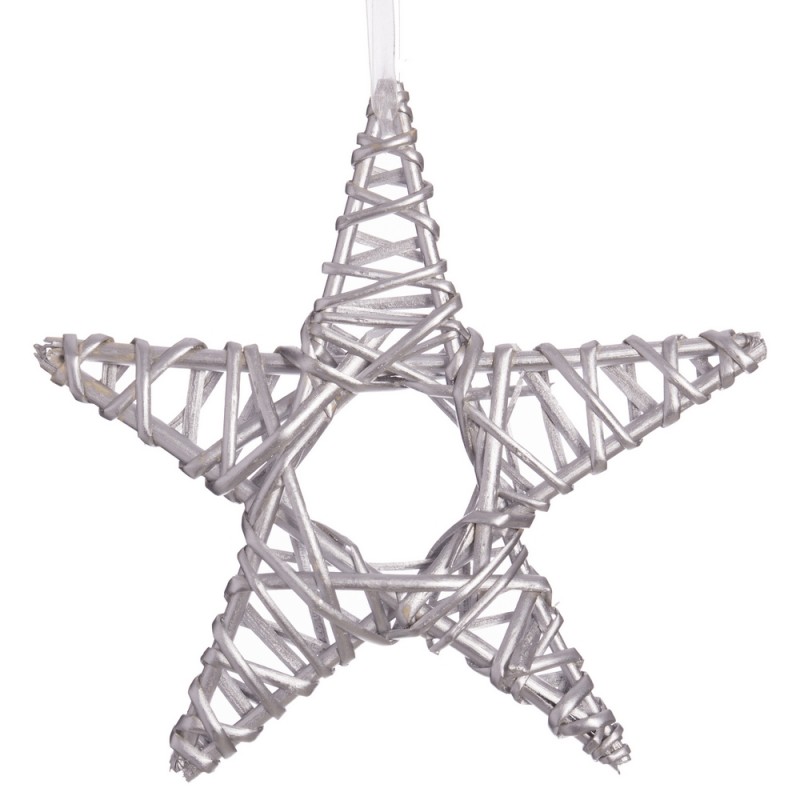Estrela vime prata 25 x 25 cm