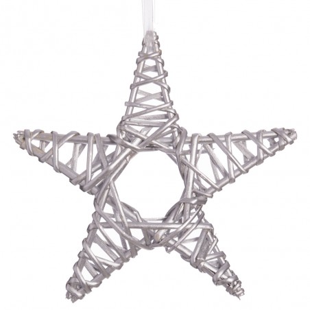 Estrela vime prata 25 x 25 cm
