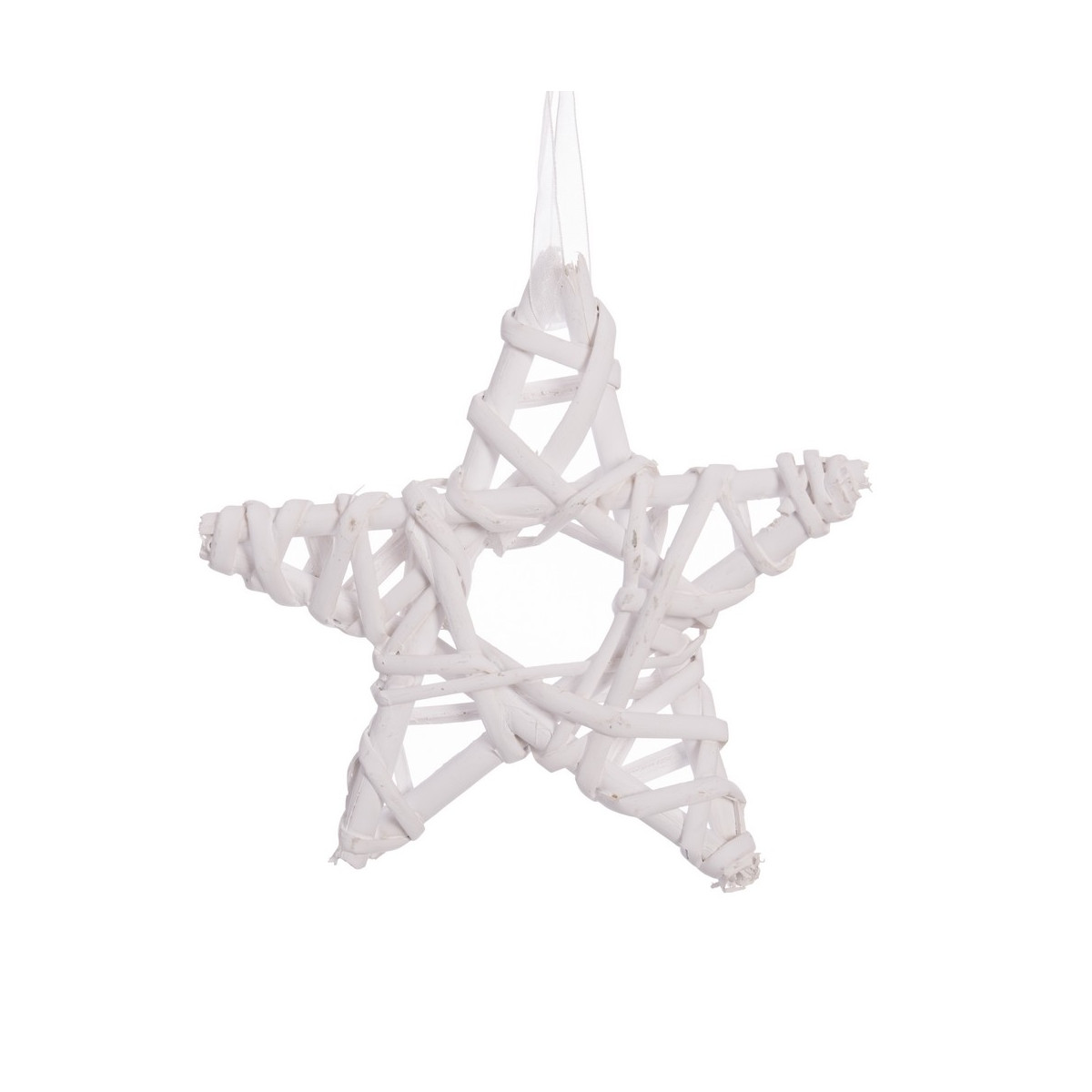 Estrela de vime branca 15 x 15 cm