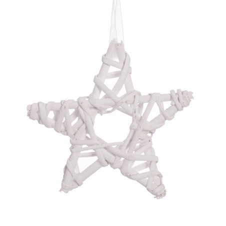 Estrela de vime branca 15 x 15 cm