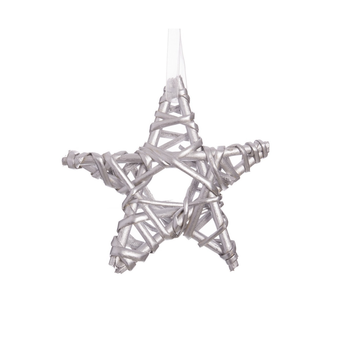 Estrela de vime prata 15 x 15 cm