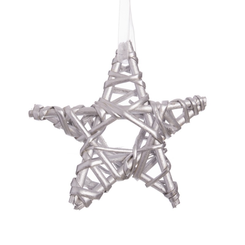 Estrela de vime prata 15 x 15 cm