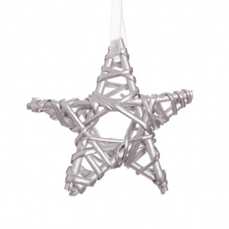 Estrela de vime prata 15 x 15 cm
