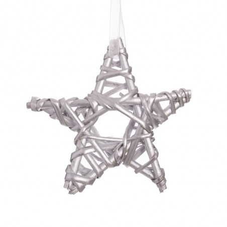 Estrela de vime prateada 15 x 15 cm