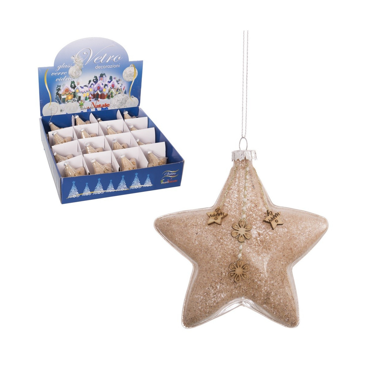 Estrela cristal marrom 12 x 12 cm