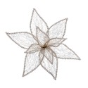 Poinsettia com clipe de organza dourada 25 cm