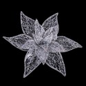 Poinsettia com clipe de organza prata 30 cm