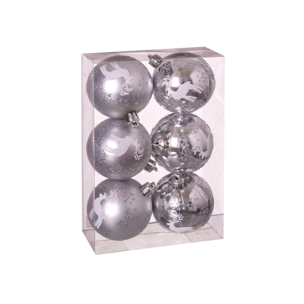 S 6 bolas cervos prata 6 x 6 x 6 cm