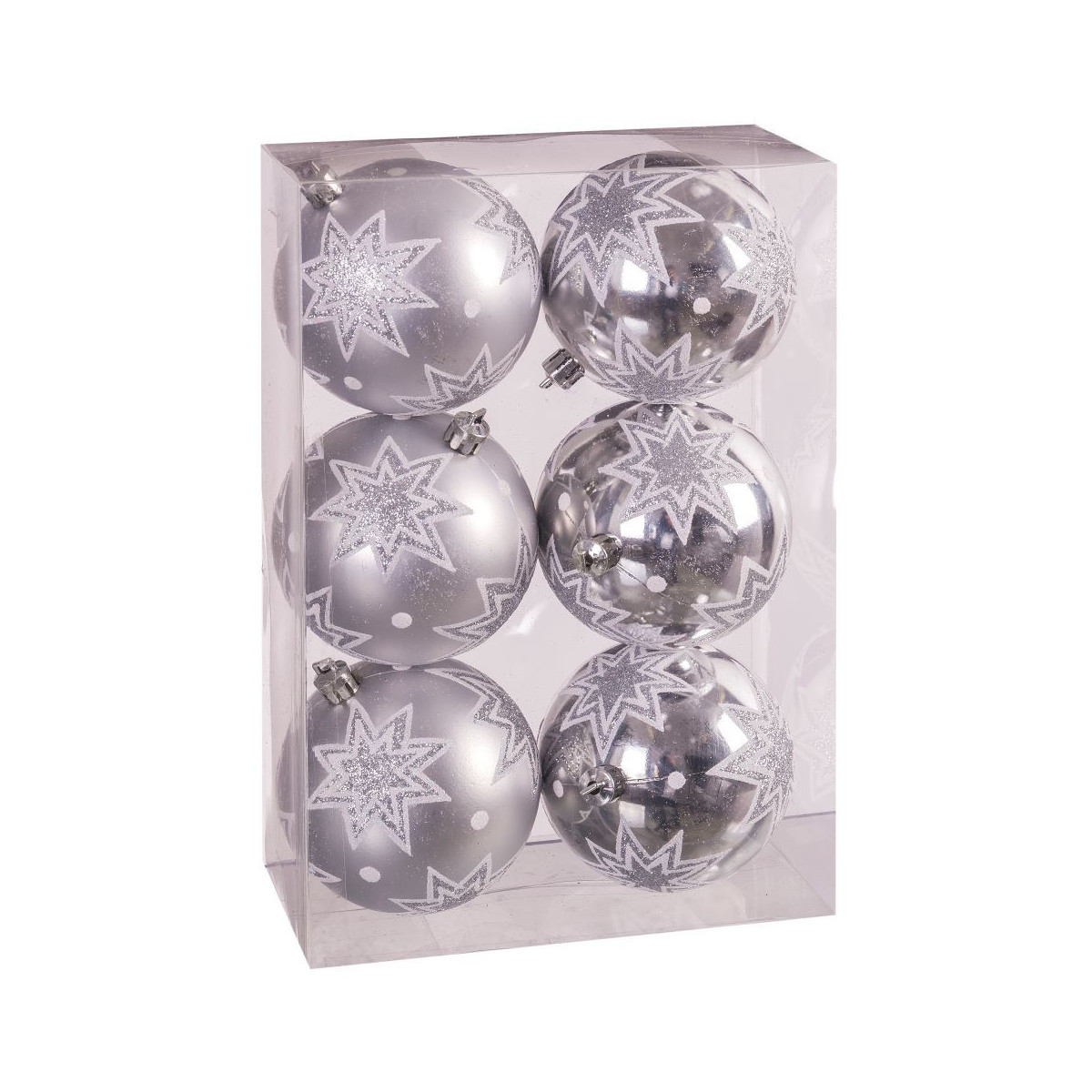S 6 bolas estrelas prata 8 x 8 x 8 cm