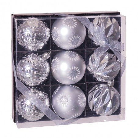 Bolas decoradas em prata s 9 8 x 8 x 6 cm