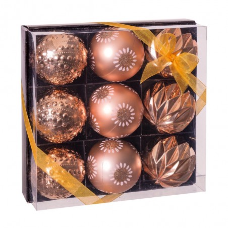 S 9 bolas decoradas de cobre 8 x 8 x 6 cm