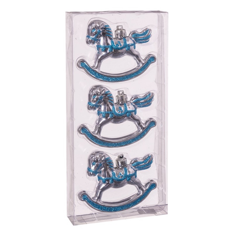 S 3 cavalo de balanço prata 12 x 3 x 3 cm