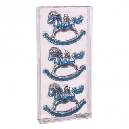 S 3 cavalo de balanço prata 12 x 3 x 3 cm