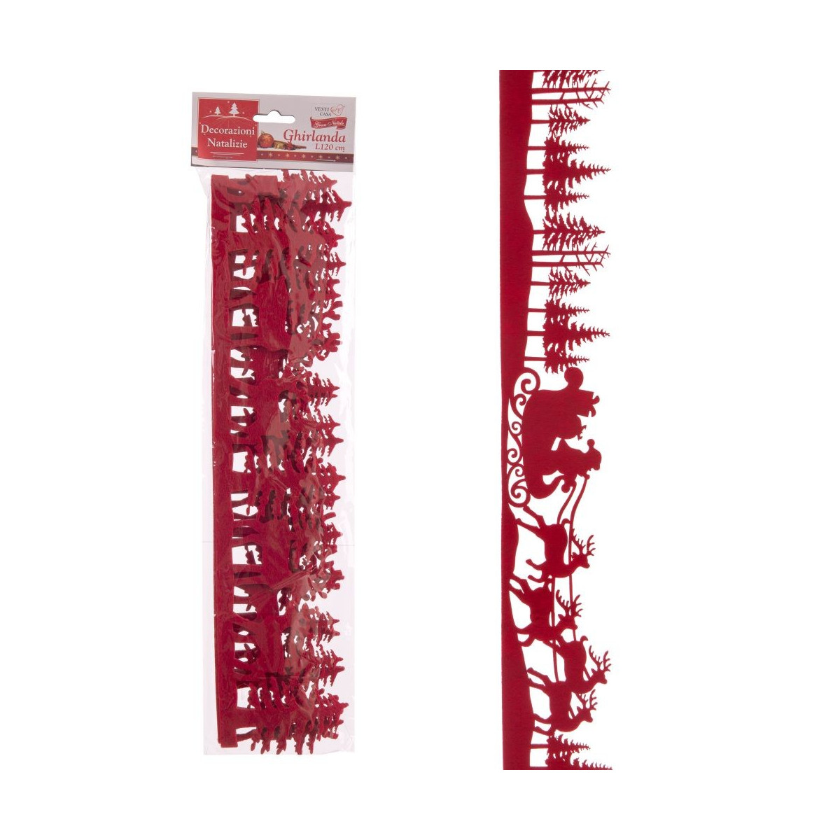Guirlanda de feltro vermelho 2 m 120 x 0,30 cm