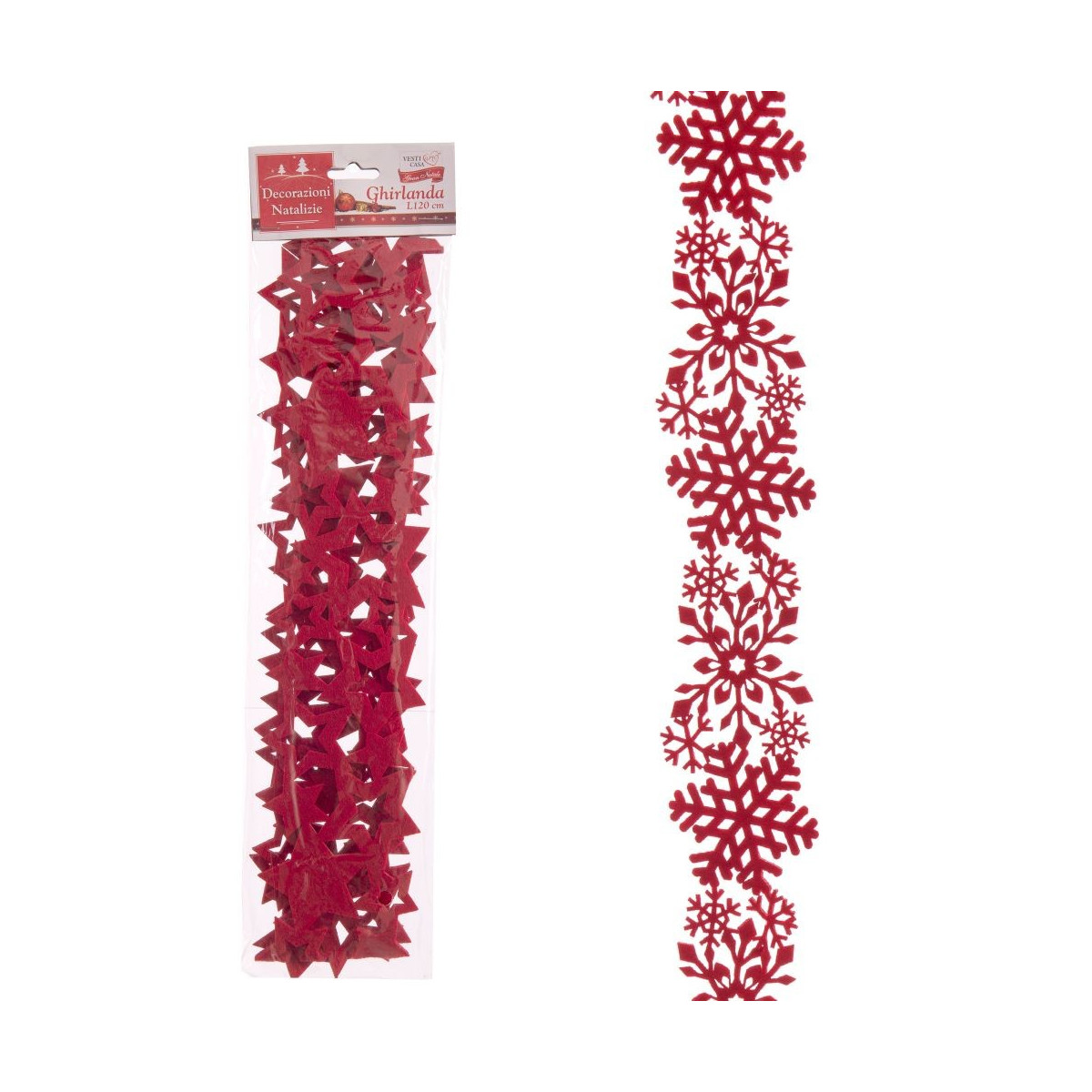 Guirlanda de feltro vermelho 2 m 120 x 0,30 cm