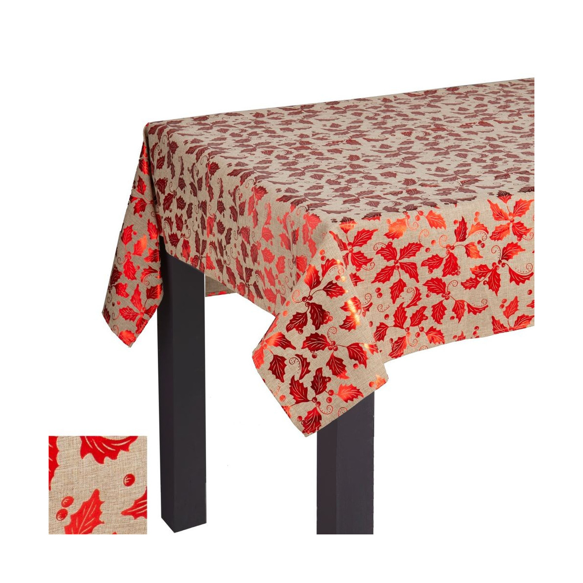 Toalha de mesa estampada em poliéster vermelho 140 x 180 cm