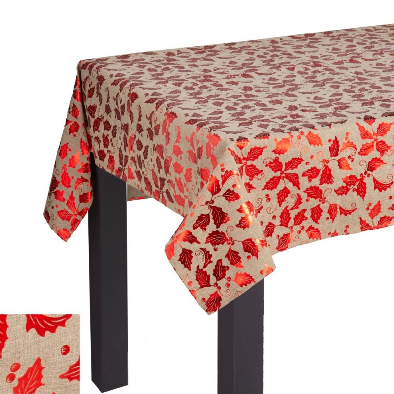 Toalha de mesa estampada em poliéster vermelho 140 x 180 cm