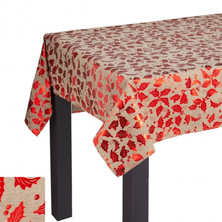 Toalha de mesa impressa em poliéster vermelho 140 x 220 cm