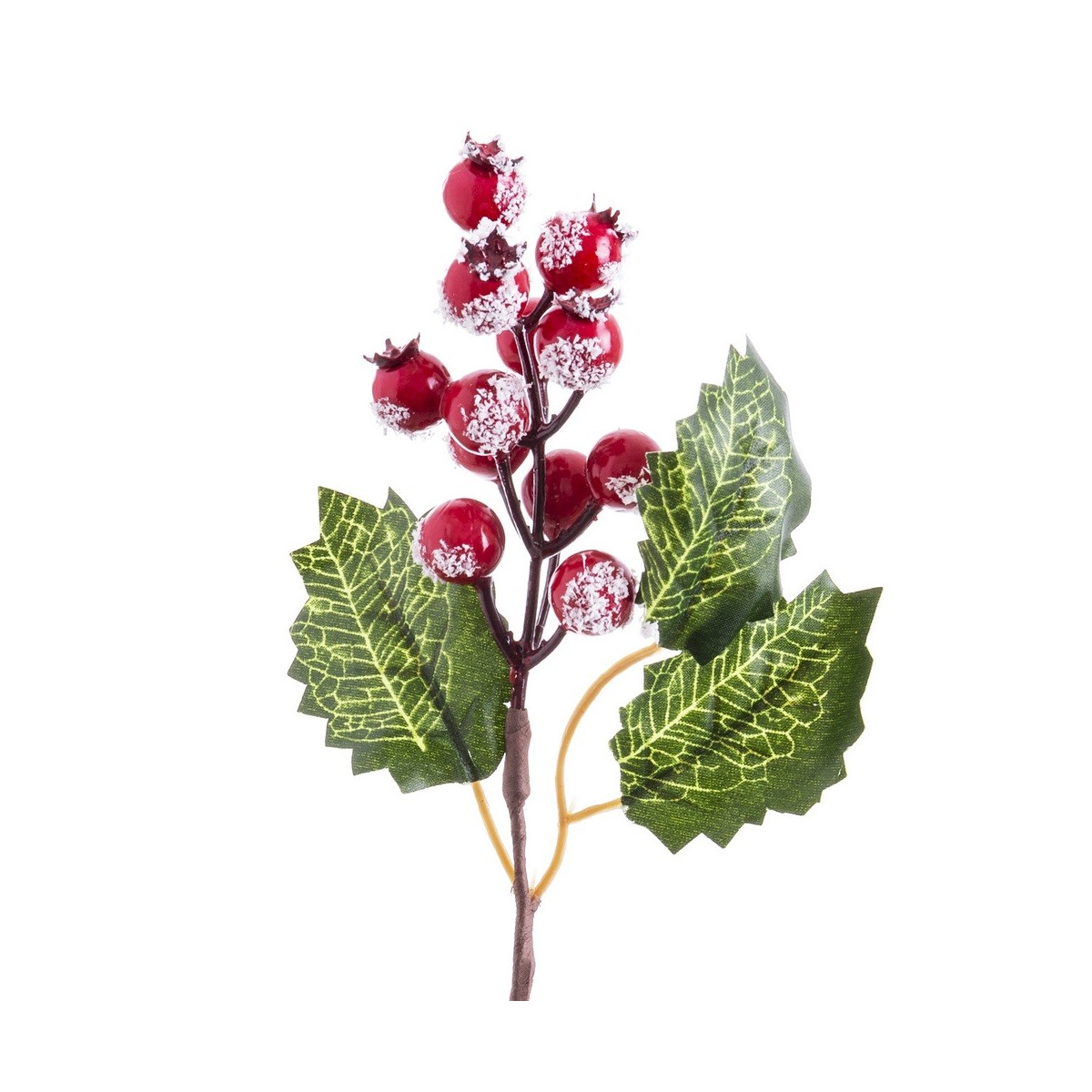 Picareta de azevinho com folhas vermelhas de 16 cm