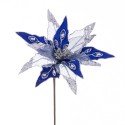 Poinsettia tecido azul prata 55 x 30 cm
