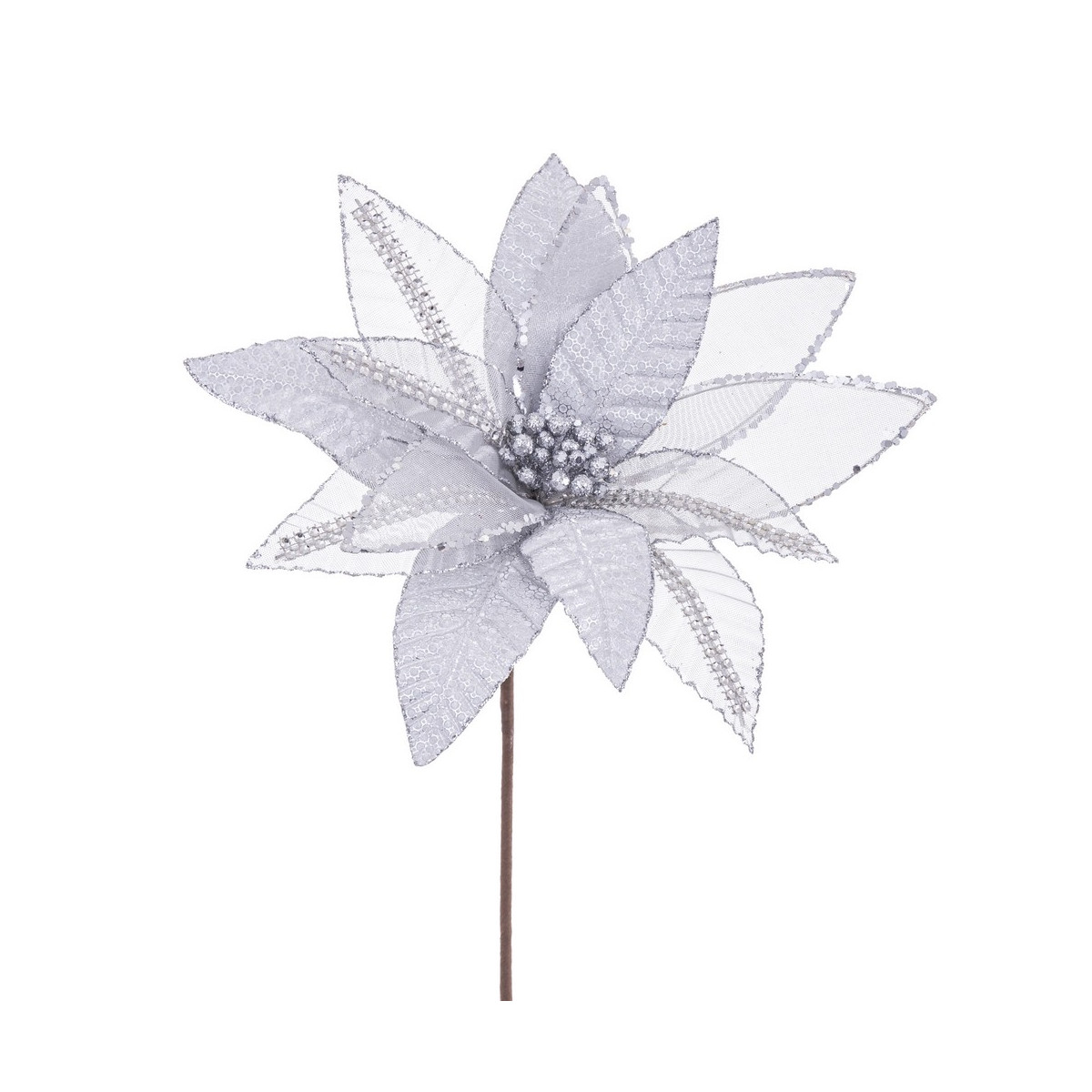 Flor flor-de-natal prata 50 x 28 cm